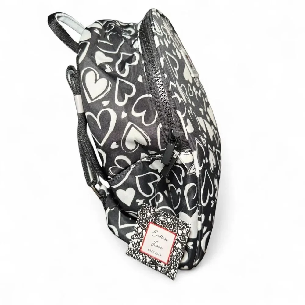 Brighton Endless Love Black & White heart mini backpack adjustable straps